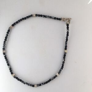 Black beads with crystal beads necklace